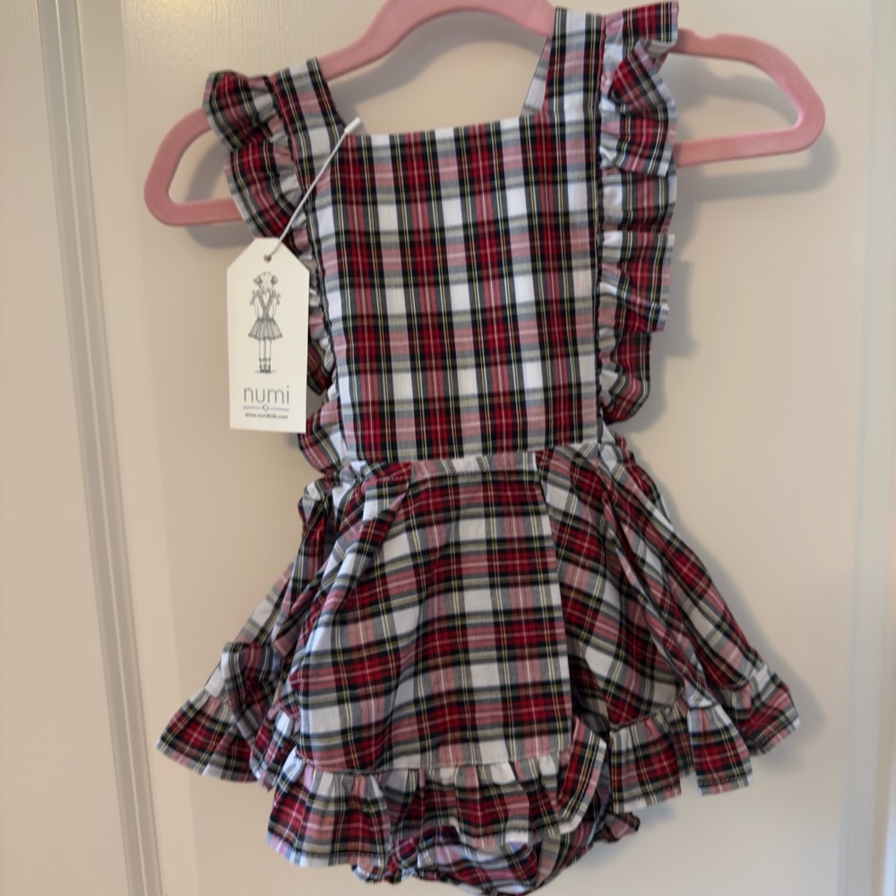 Plaid Ruffle Pinafore Dress